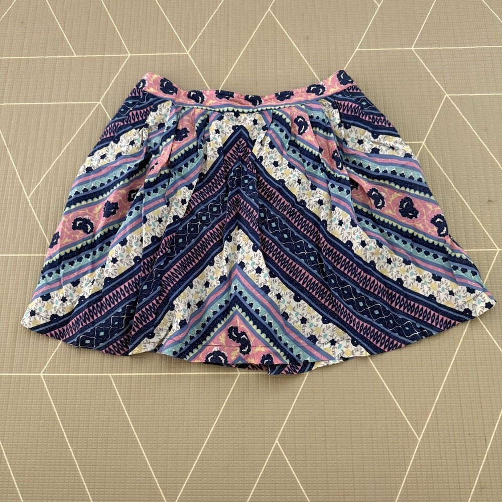 FREE PEOPLE 100% Cotton Skirt Size Medium Geometric Print Blue & Pink